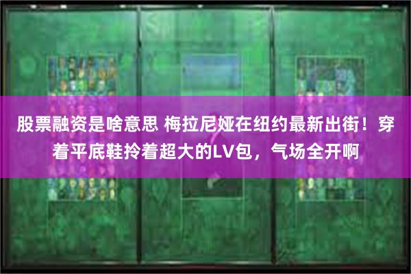 股票融资是啥意思 梅拉尼娅在纽约最新出街！穿着平底鞋拎着超大的LV包，气场全开啊