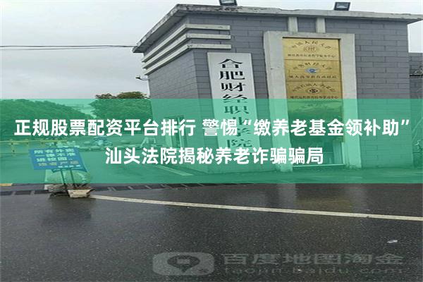 正规股票配资平台排行 警惕“缴养老基金领补助” 汕头法院揭秘养老诈骗骗局